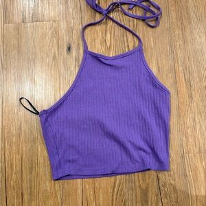 SHEIN Purple Ribbed Crop Top